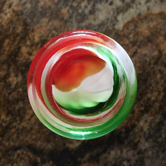 Vintage 70s Christmas Candy Striped Glass Vase - Picture 6 of 9